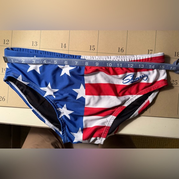 Shinesty Daytona Dong Sarong Speedo-style USA flag 🇺🇸 swim brief NWOT size L - Picture 5 of 5